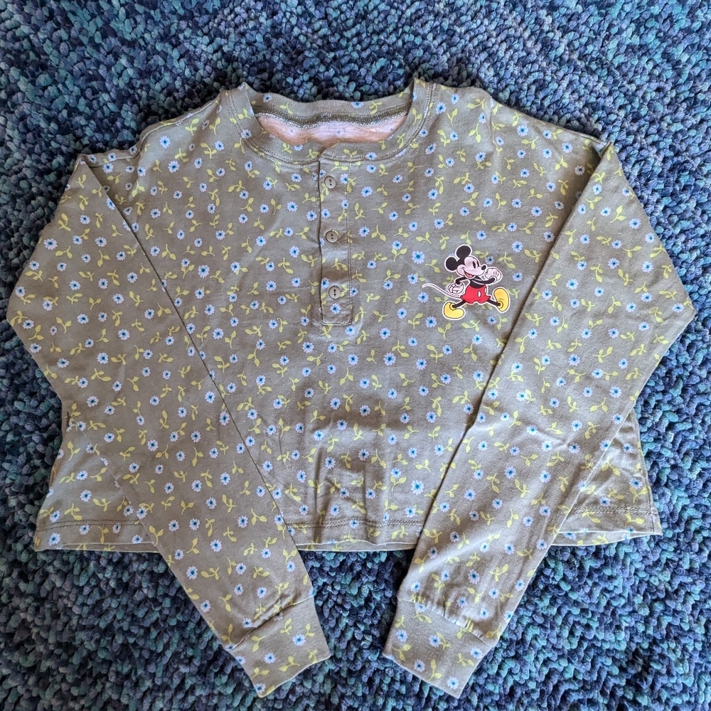 Disney Mickey Mouse Long Sleeve Crop Top